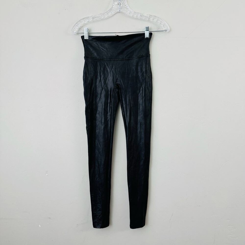 Spanx By Sara Blakely Black Patent Leather Leggings Women’s Size S Petite